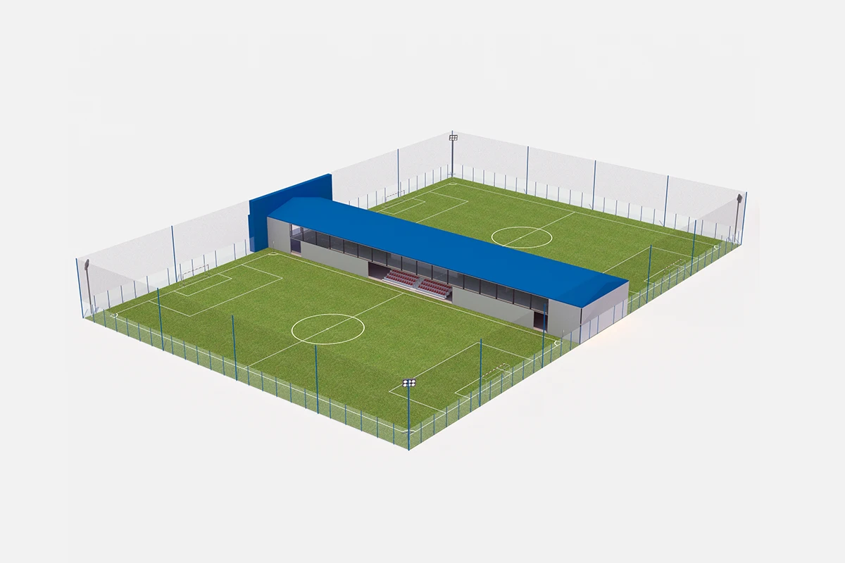 3D визуализация футбольного поля LLF Arena Aktau | Дизайн спортивных площадок