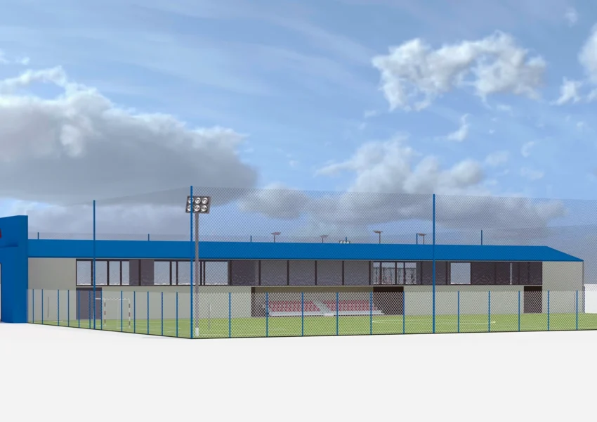 3D визуализация футбольного поля LLF Arena Aktau | Дизайн спортивных площадок