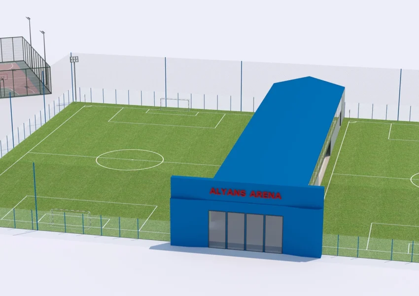 3D визуализация футбольного поля LLF Arena Aktau | Дизайн спортивных площадок