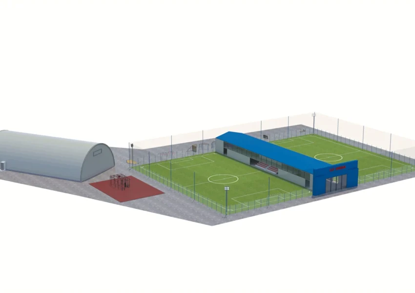 3D визуализация футбольного поля LLF Arena Aktau | Дизайн спортивных площадок