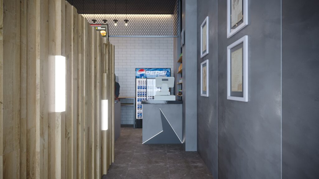 3D Дизайн интерьера кафе Craft Burgers в Актау