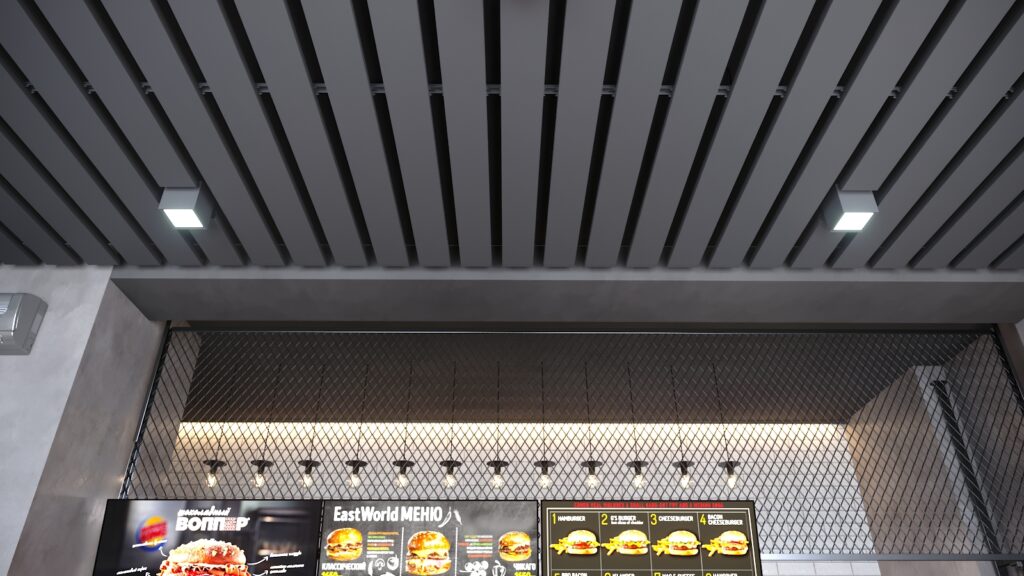 3D Дизайн интерьера кафе Craft Burgers в Актау