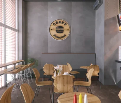 Разработанный дизайн для кафе бургерной Craft Burger Aktau