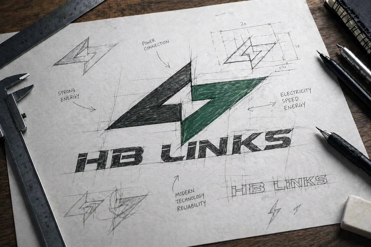 Разработанный логотип инженерной компании HB LINKS