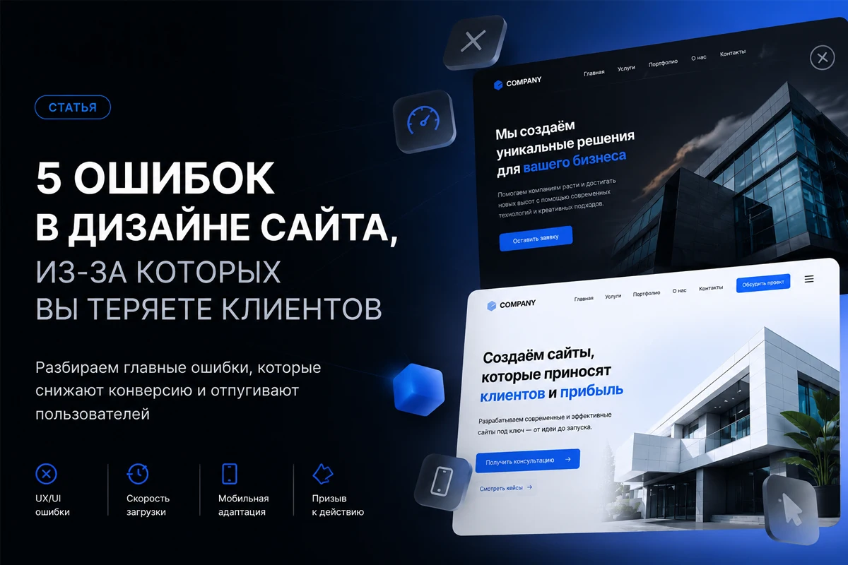 5 ошибок в дизайне сайта, из-за которых бизнес теряет клиентов