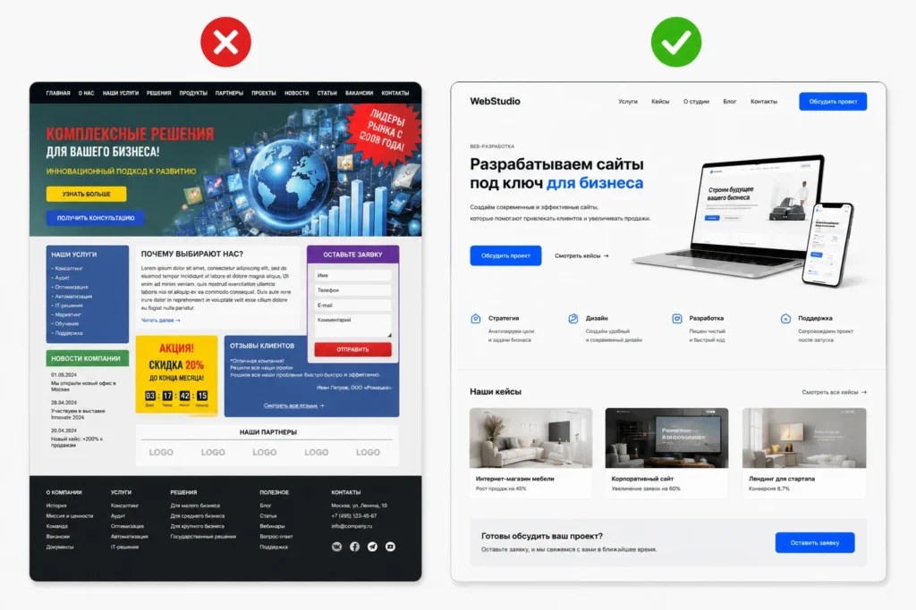 Сложная и удобная навигация сайта — UX сравнение