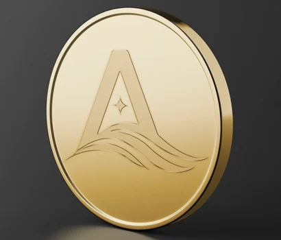 Логотип Актау на корпоративных носителях.