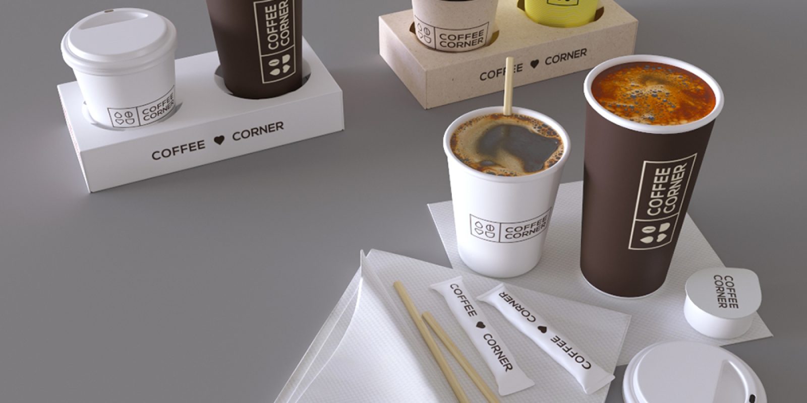Дизайн фирменного стиля для кофейни Corner Coffee