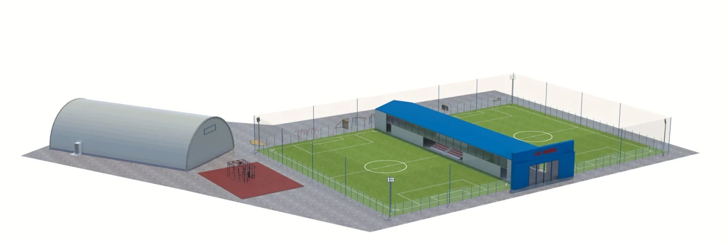 3D визуализация футбольного поля LLF Arena Aktau | Дизайн спортивных площадок
